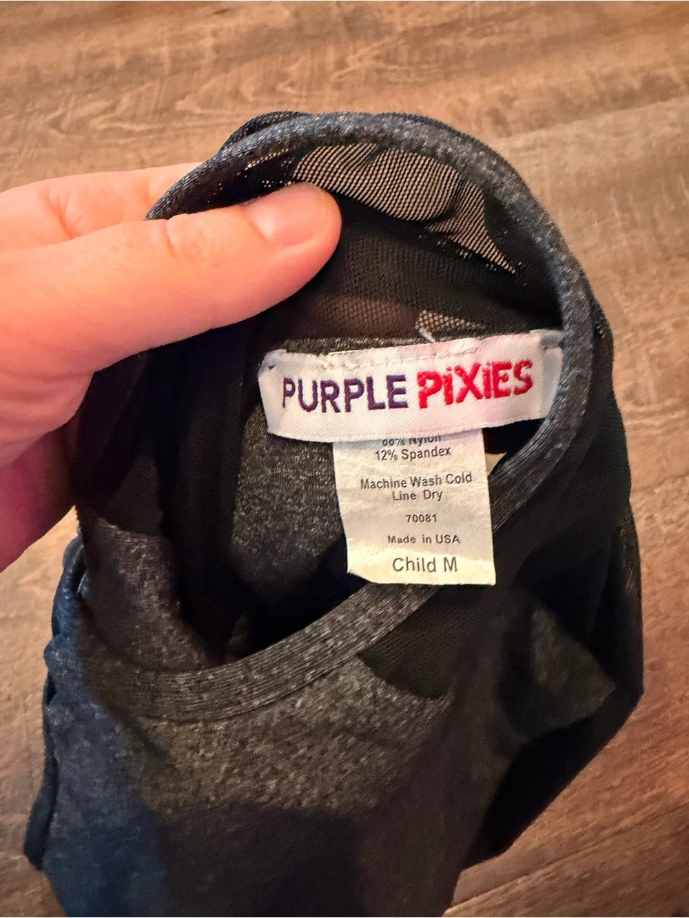 Purple Pixies Girls Dance Leotard Child Medium Gray Black Halter Gymnastics
